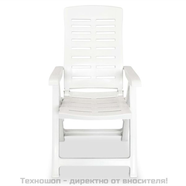 Сгъваеми столове с регулируема облегалка, 4 бр., пластмаса, бели