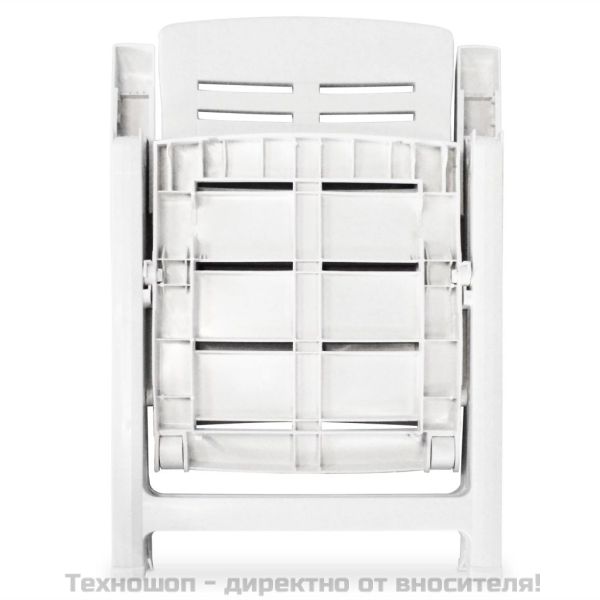 Накланящи се градински столове, 6 бр, пластмаса, бели