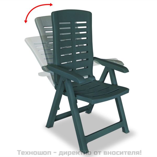 Накланящи се градински столове, 6 бр, пластмаса, зелени