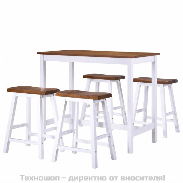 Бар маса и столове, 5 части, дървен масив