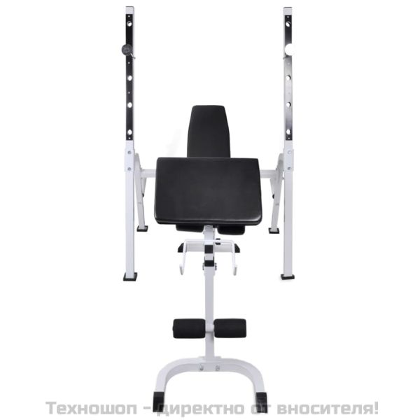 Комплект лежанка със стойка за лост, щанга и дъмбели, 60,5 кг