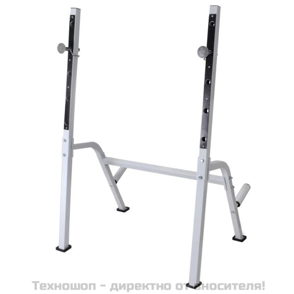 Комплект лежанка със стойка за лост, щанга и дъмбели, 60,5 кг