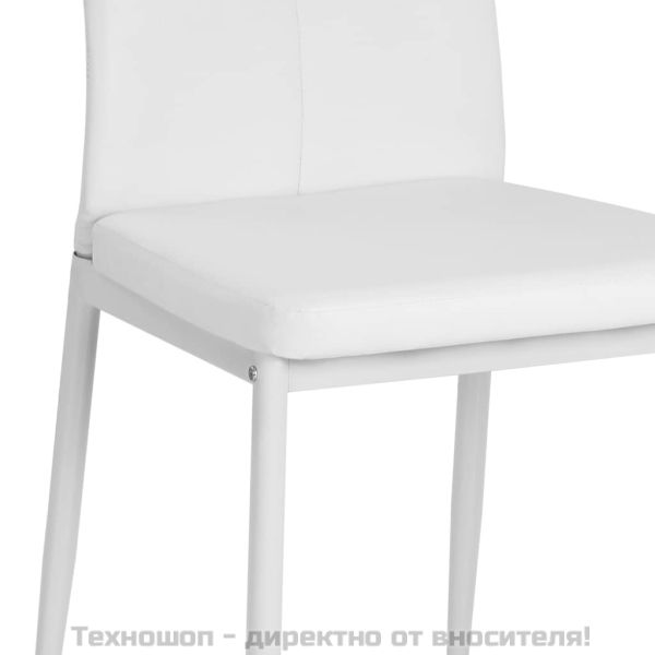 Трапезни столове, 6 бр, бели, изкуствена кожа