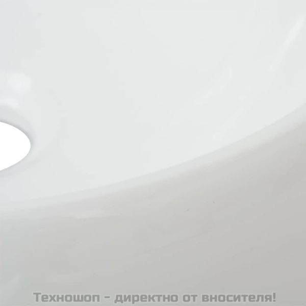 Мивка за баня със смесител, керамична, кръгла, бяла