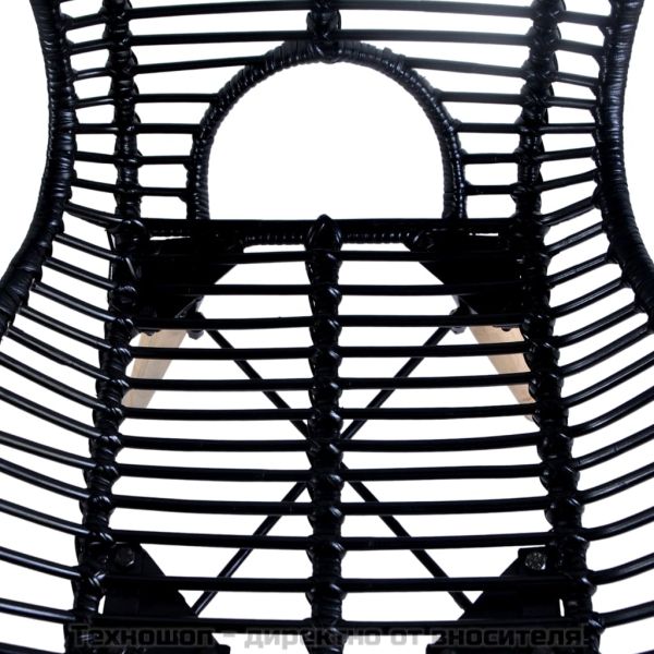 Трапезни столове, 6 бр, черни, естествен ратан