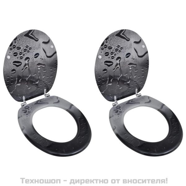 Тоалетни седалки с капаци, 2 бр, МДФ, вода