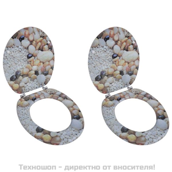 Тоалетни седалки с капаци, 2 бр, МДФ, камъчета