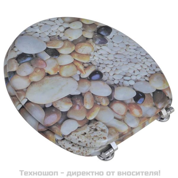 Тоалетни седалки с капаци, 2 бр, МДФ, камъчета