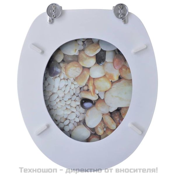 Тоалетни седалки с капаци, 2 бр, МДФ, камъчета