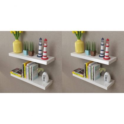 Стенни рафтове, 4 бр, бели, 60 см