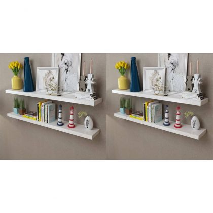 Стенни рафтове, 4 бр, бели, 120 см