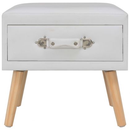 Нощни шкафчета, 2 бр, бели, 40x35x40 см, изкуствена кожа