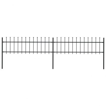 Градинска ограда с връх тип „копие“, стомана, 359x60 см, черна