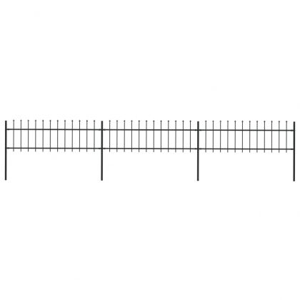 Градинска ограда с връх тип копие, стомана, 537x60 см, черна