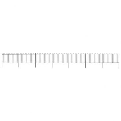 Градинска ограда с обръч връх, стомана, 1248x100 см, черна