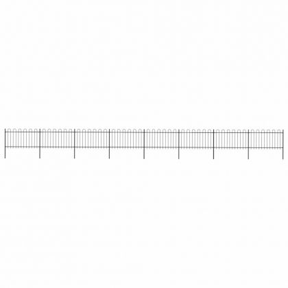 Градинска ограда с обръч връх, стомана, 1426x100 см, черна