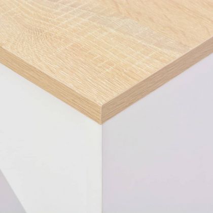 Бар маса с подвижен рафт, бяла, 138x39x110 см