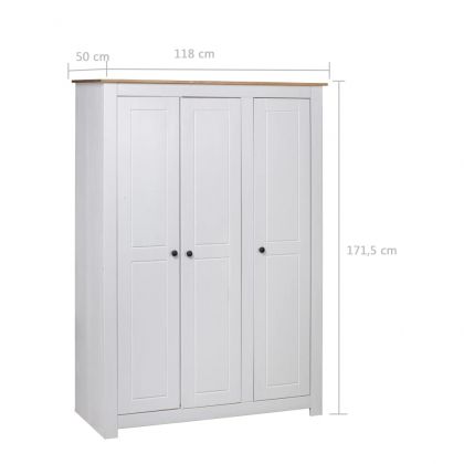 Гардероб с 3 врати, бял, 118x50x171,5 см, бор, Panama Range