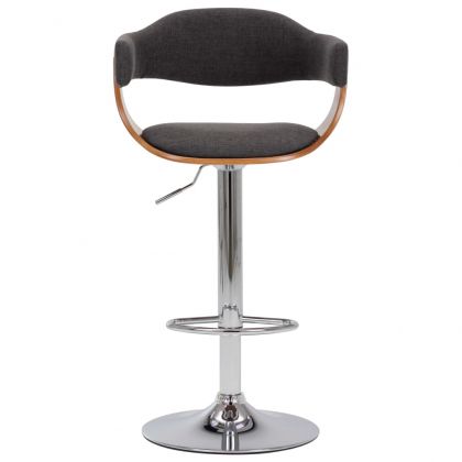 Бар табуретки, 2 бр, сиви, извито дърво и текстил