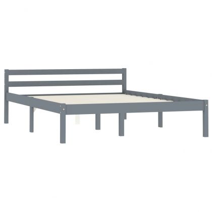 Рамка за легло, сива, бор масив, 120x200 см