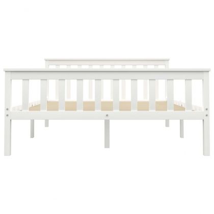 Рамка за легло, бяла, борова дървесина масив, 140x200 cм