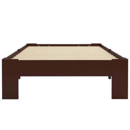 Рамка за легло, тъмнокафява, бор масив, 100x200 см