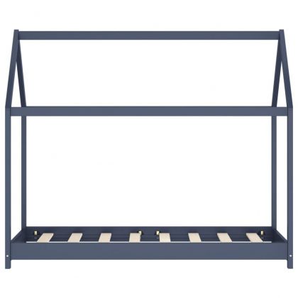 Рамка за детско легло, сива, бор масив, 70x140 см