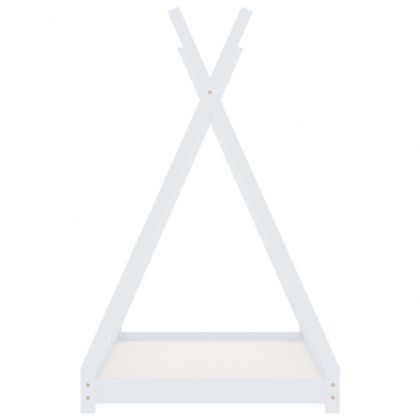 Рамка за детско легло, бяла, бор масив, 70x140 см