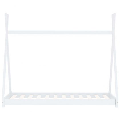 Рамка за детско легло, бяла, бор масив, 80x160 см