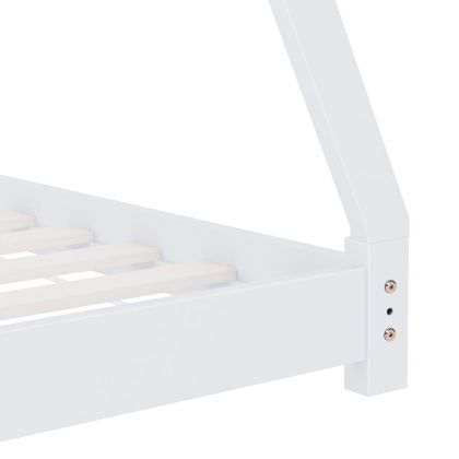 Рамка за детско легло, бяла, бор масив, 90х200 см