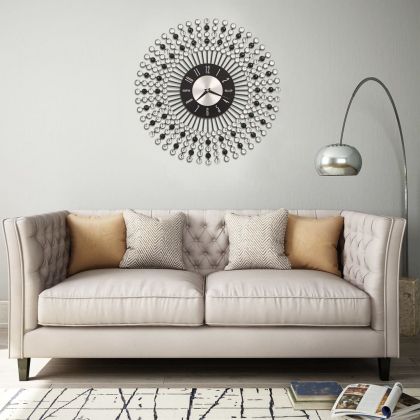 Стенен часовник, метал, 43 см, черен