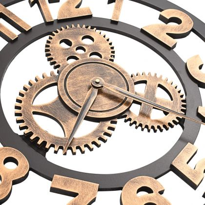 Стенен часовник, метал, 58 см, златисто и черно