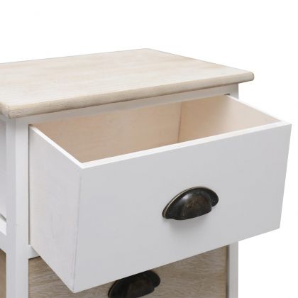 Нощни шкафчета 2 бр бял и естествен цвят 38x28x45 см пауловния