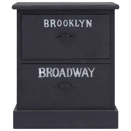 Нощни шкафчета, 2 бр, черни, 38x28x45 см, дърво от пауловния