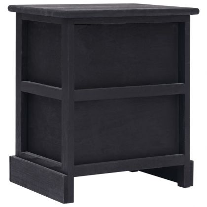 Нощни шкафчета, 2 бр, черни, 38x28x45 см, дърво от пауловния