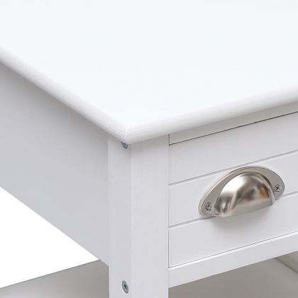 Странична маса, бяла, 40x40x40 см, дърво от пауловния