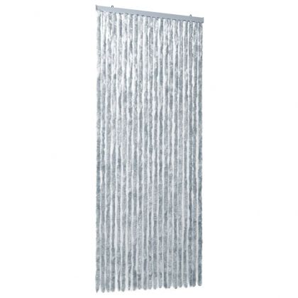 Завеса против насекоми, бяло и сиво, 90x220 см, шенил
