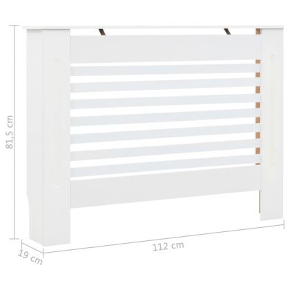 Параван за радиатор, бял, 112x19x81,5 см, МДФ