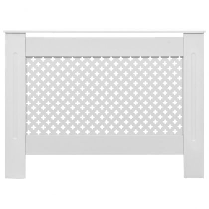 Параван за радиатор, бял, 112x19x81,5 см, МДФ