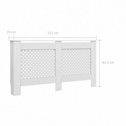 Параван за радиатор, бял, 152x19x81,5 см, МДФ