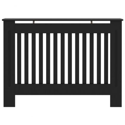 Параван за радиатор, черен, 112x19x81,5 см, МДФ