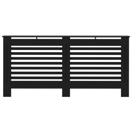 Параван за радиатор, черен, 172x19x81,5 см, МДФ