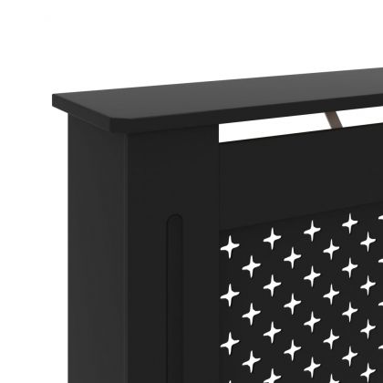 Параван за радиатор, черен, 112x19x81,5 см, МДФ