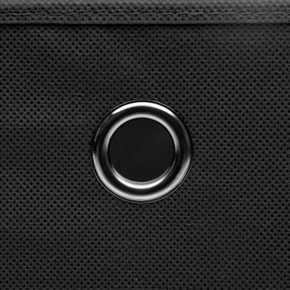 Кутии за съхранение с капаци 10 бр черни 32x32x32 см плат