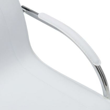 Конзолен офис стол, бял, изкуствена кожа