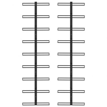 Стойки за вино за 18 бутилки стенен монтаж 2 бр черни желязо