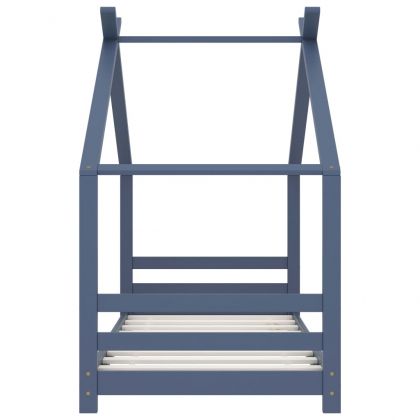 Рамка за детско легло, сива, борово дърво масив, 80x160 см