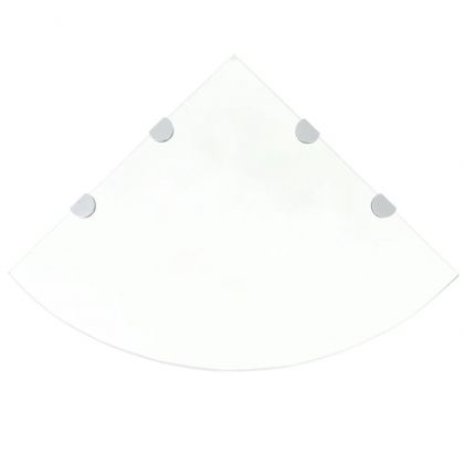 Ъглови рафтове, 2 бр, прозрачно стъкло с държачи хром, 45x45 см