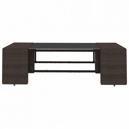 Градински комплект, 7 части, кафяв полиратан