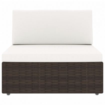 Градински лаундж комплект, 8 части, кафяв полиратан